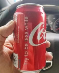 coke can writing on side