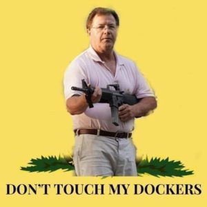 mccloskey gadsen flag "don't touch my dockers"