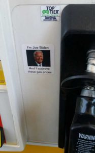 biden sticker on gas pump