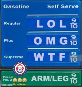 gasoline price board sign