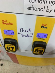 thanks biden written on gas pump
