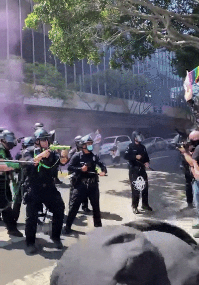 antifa hit with rubber bullet wi spa los angeles