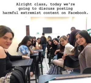 facebook warning students turning around in desks looking at you