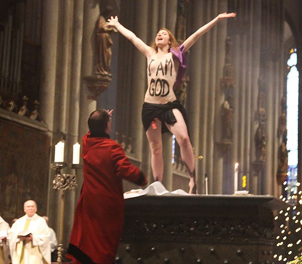 woman standing on altar in church