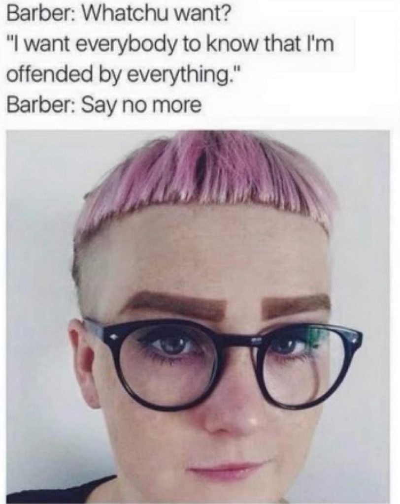 female pink bowl haircut