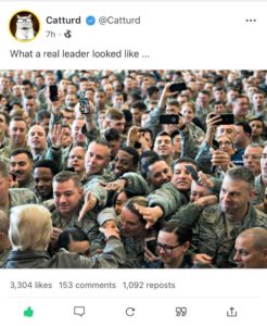trump with happy troops