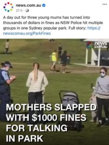 mothers fined for talking in park
