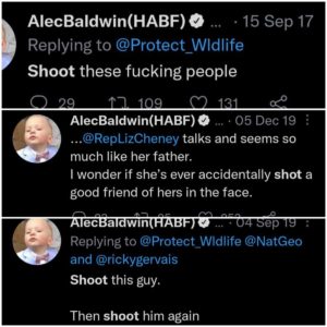 Read more about the article Alec Baldwin sure liked to tweet about shooting people