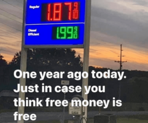gas prices one year ago today
