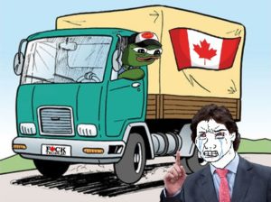 canadian truck driver canadian flag sad trudeau
