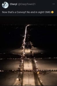 canadian trucker convoy protest from sky drone