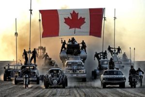 canadian trucker freedom convoy trucks canadian flag