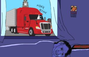 justin trudeau in bed trucker outside