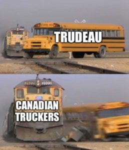 train hits trudeau canadian truckers