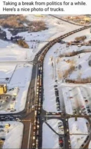 trucker convoy from the sky