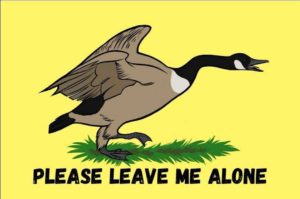 yellow gadsen candaian goose please leave me alone flag