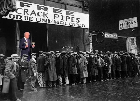 biden handing out pipes at unemployment line