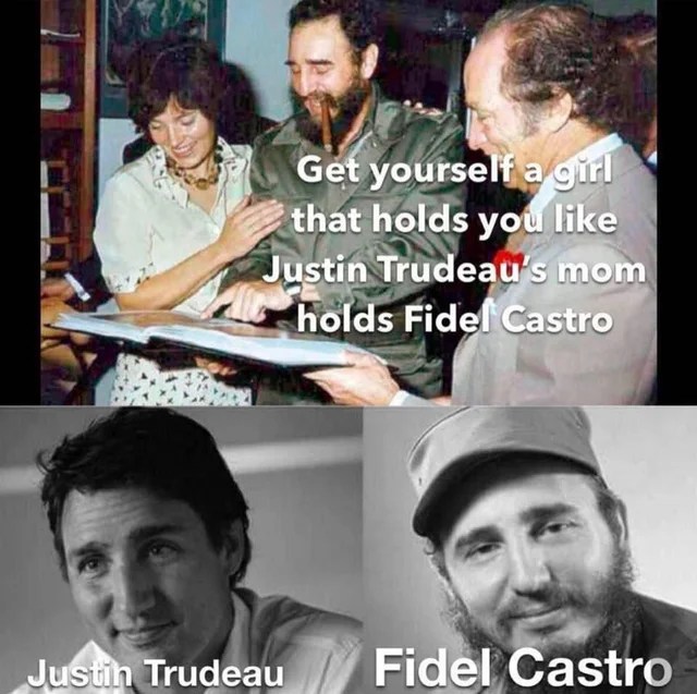 justin trudeaus mom with castro