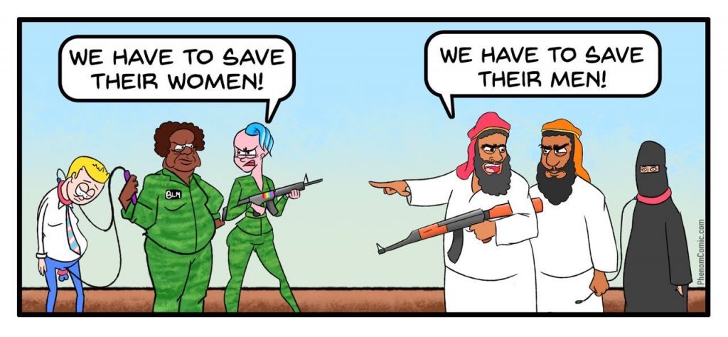 soldiers saving women