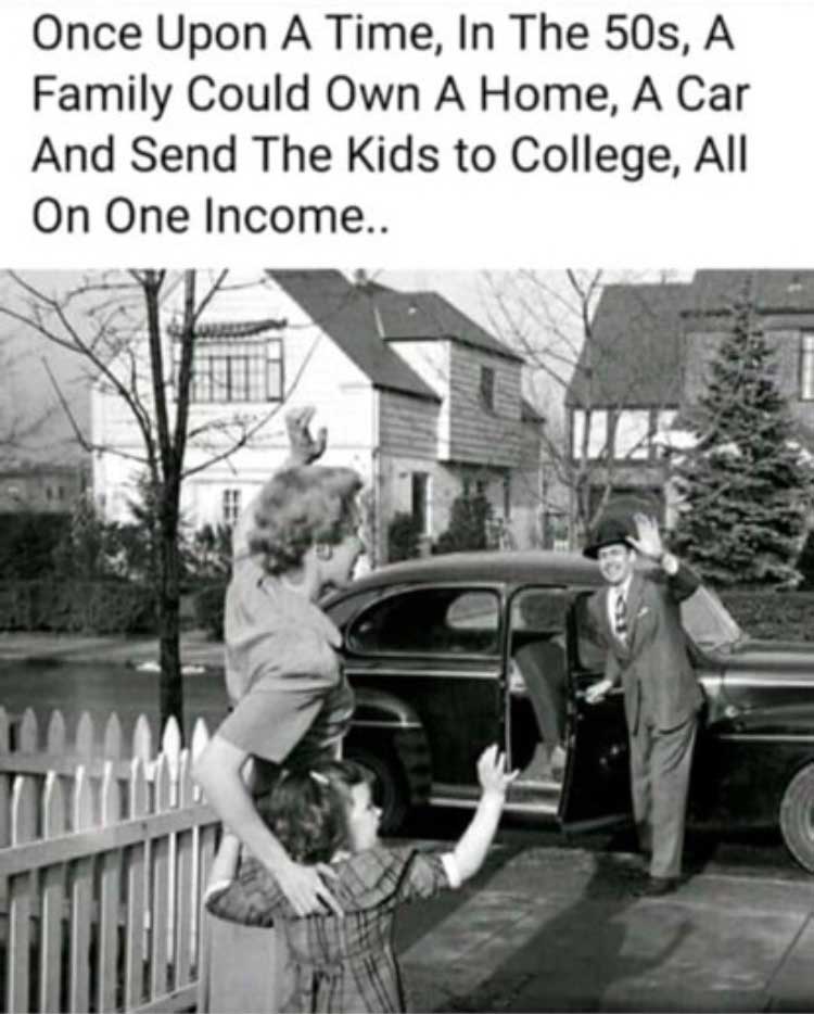 50s family waving to father getting in car