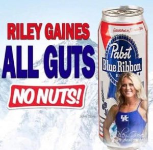 pabst blue ribbon riley gaines all guts no nutes